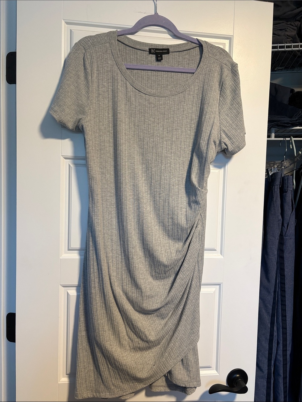 INC International Concepts Gray Ribbed Tee dress